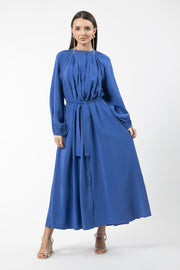 فستان نسائي ماكسي بنمط قميص ولون موحد