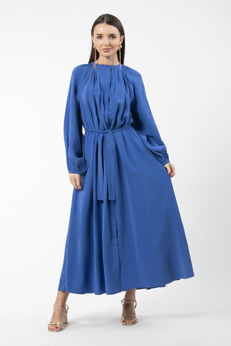 فستان نسائي ماكسي بنمط قميص ولون موحد