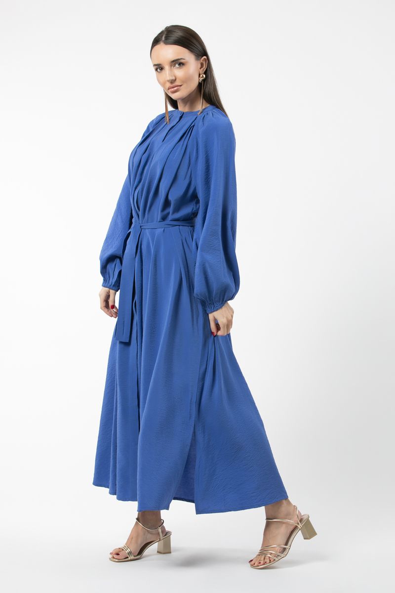 فستان نسائي ماكسي بنمط قميص ولون موحد