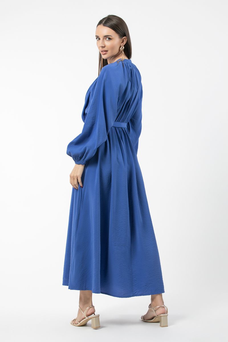 فستان نسائي ماكسي بنمط قميص ولون موحد