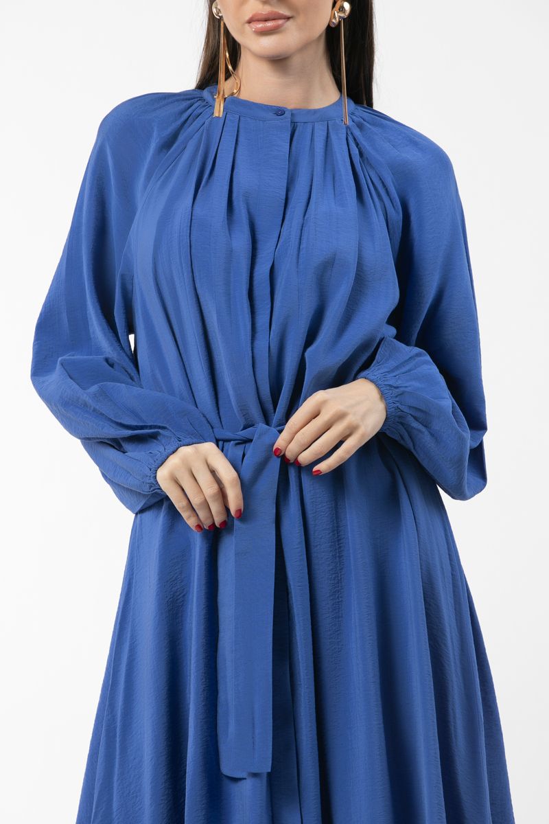 فستان نسائي ماكسي بنمط قميص ولون موحد