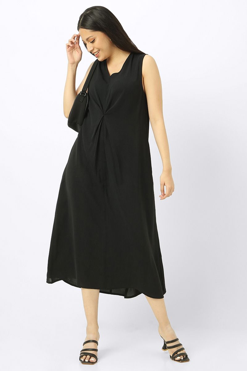 فستان نسائي فضفاض بلون موحد