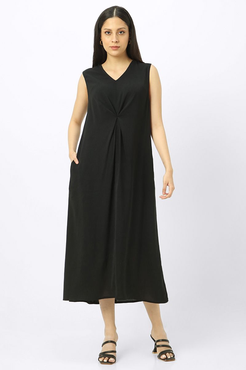 فستان نسائي فضفاض بلون موحد