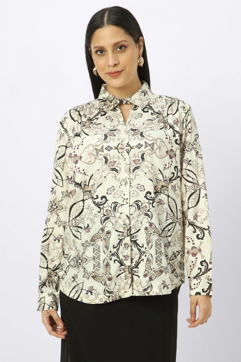 قميص نسائي بنمط طبعات