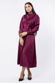 women satin dress with wrap cut style