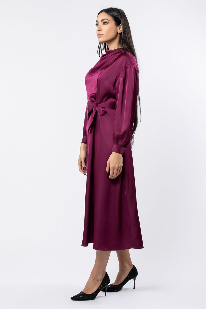 women satin dress with wrap cut style
