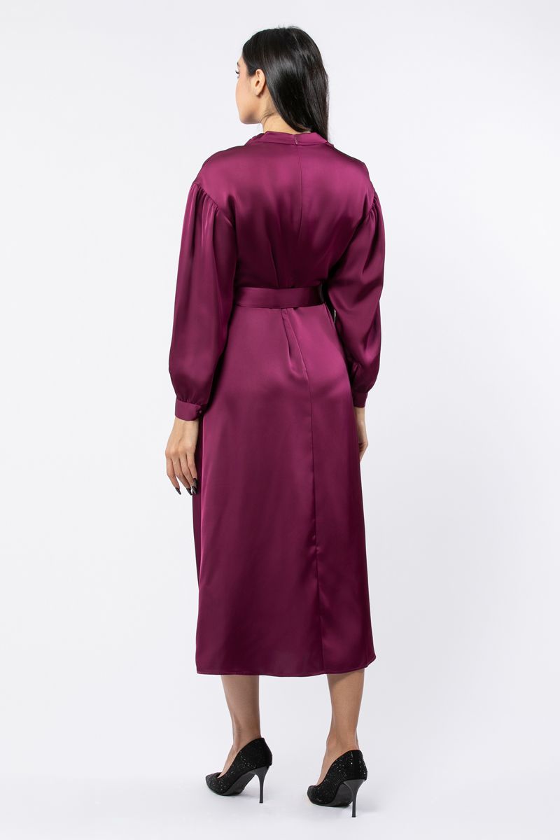 women satin dress with wrap cut style