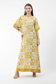 women maxi jalabiya with printed pattern