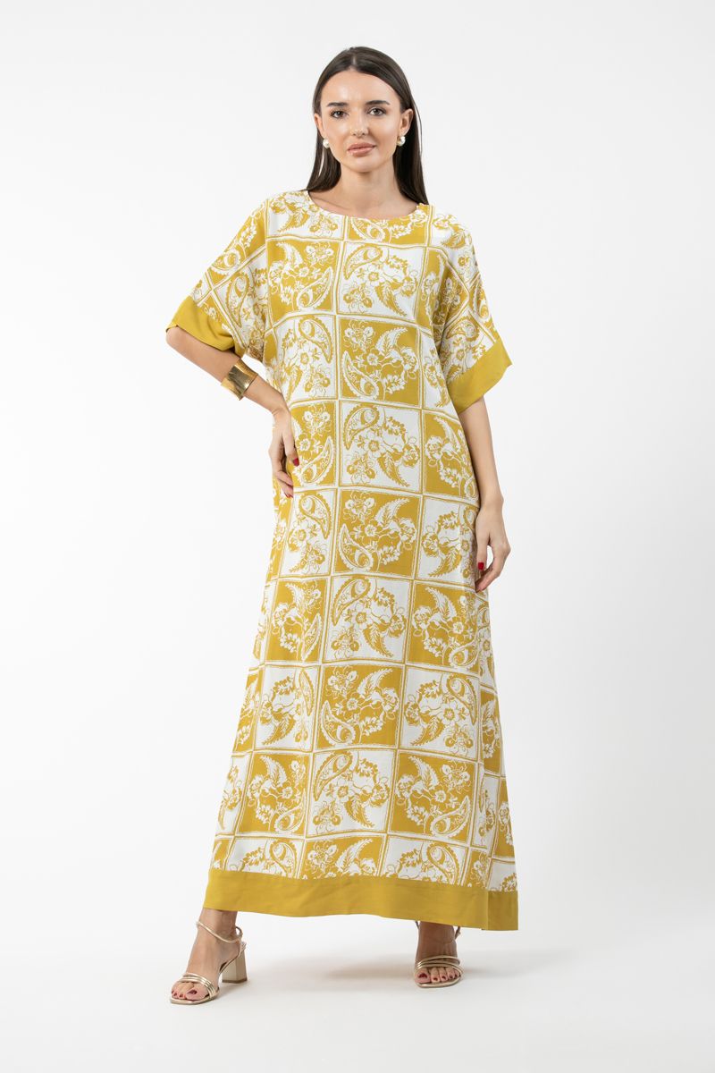 women maxi jalabiya with printed pattern