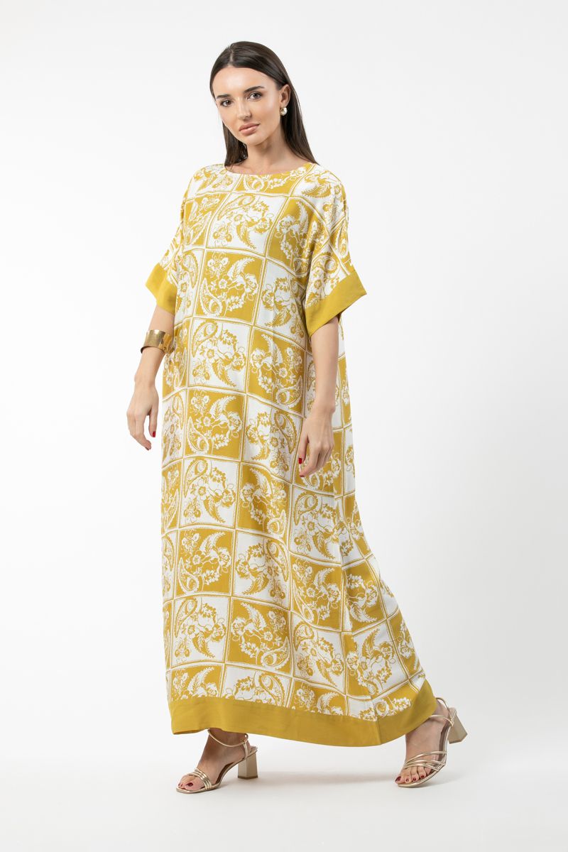 women maxi jalabiya with printed pattern