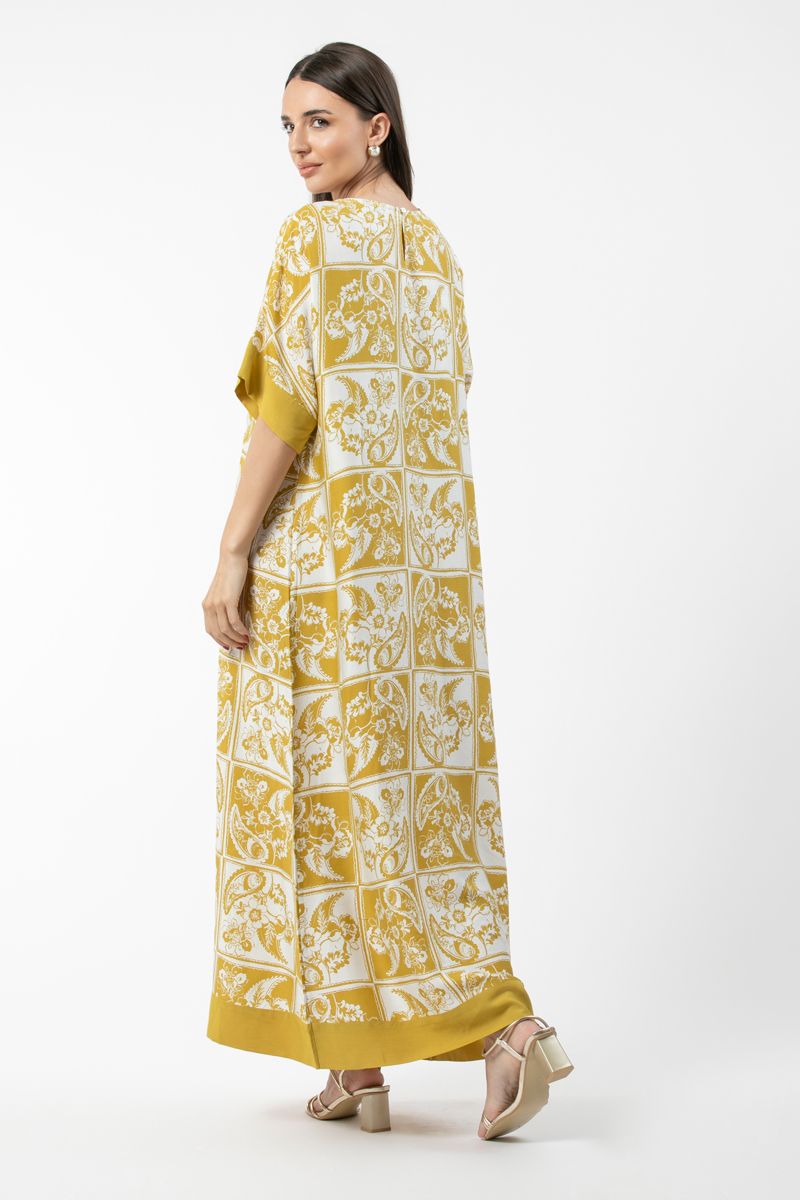 women maxi jalabiya with printed pattern