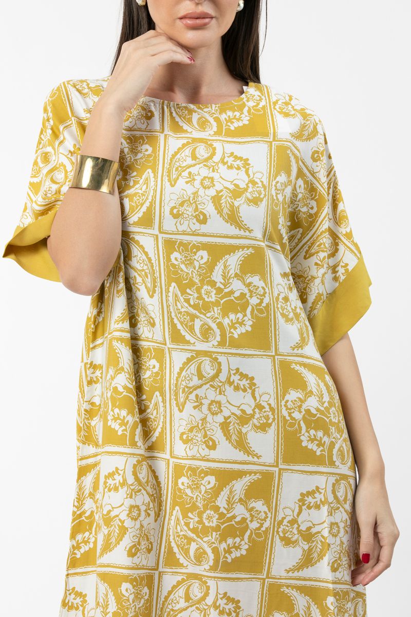 women maxi jalabiya with printed pattern