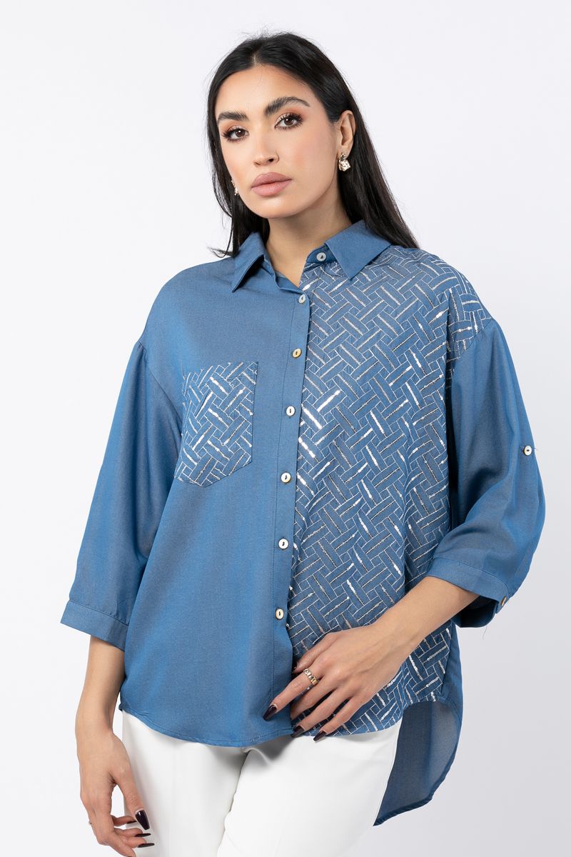 denim women shirt with embroidery