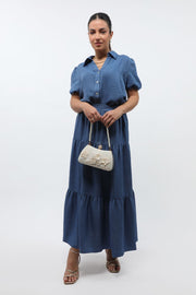 solid colored layered women maxi skirt