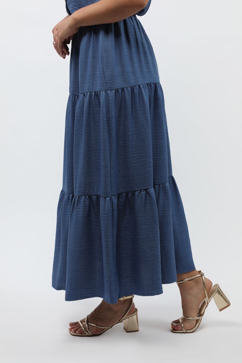 solid colored layered women maxi skirt