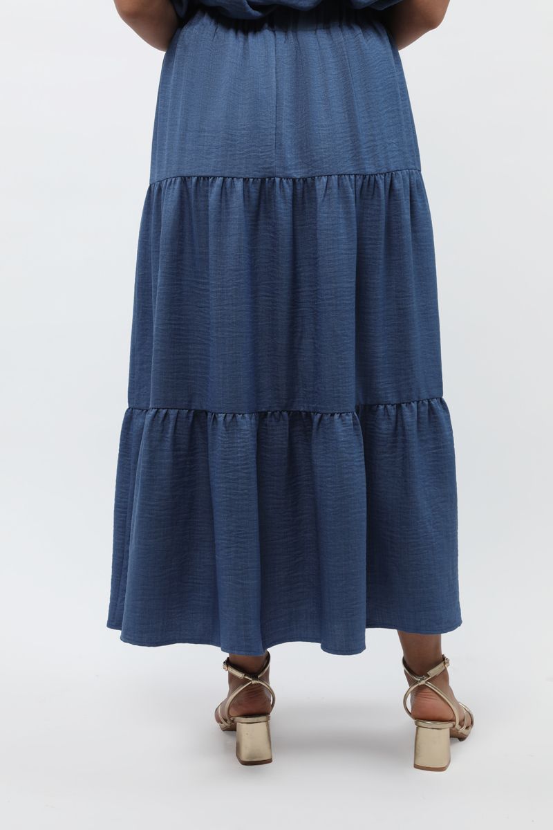 solid colored layered women maxi skirt