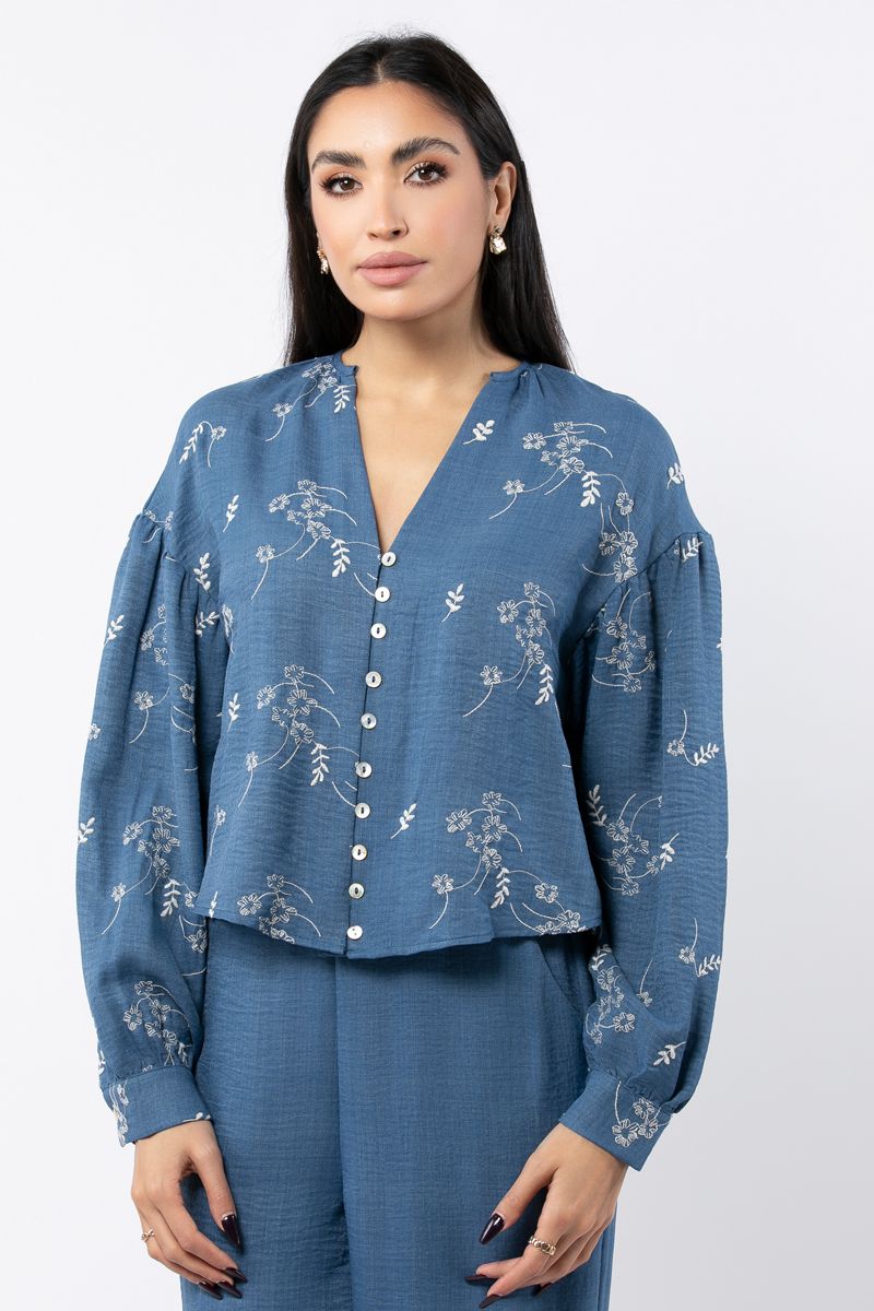 cropper women shirt with embroidery