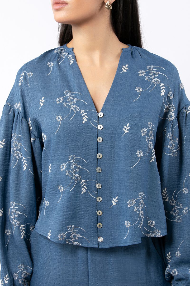 cropper women shirt with embroidery