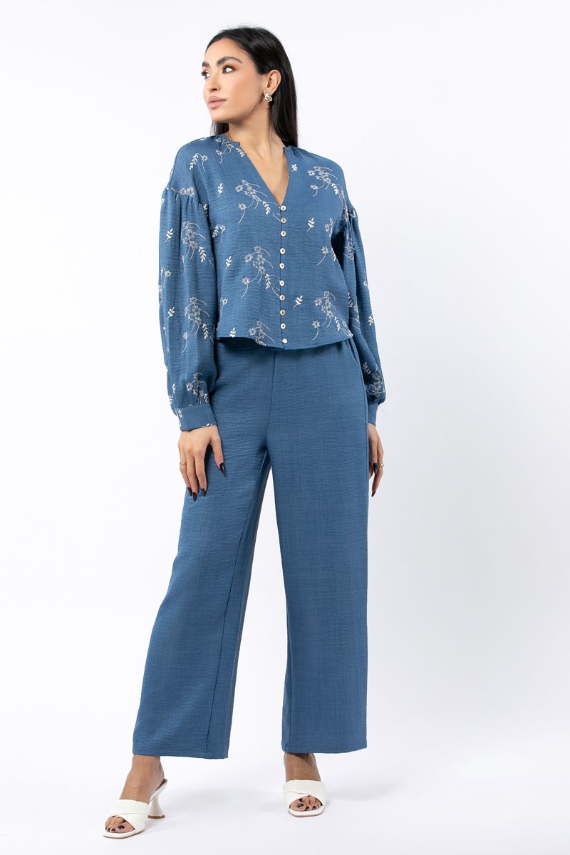 solid colored flowy women pants