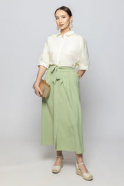 Womens Solid Color Longline Flowy Skirt