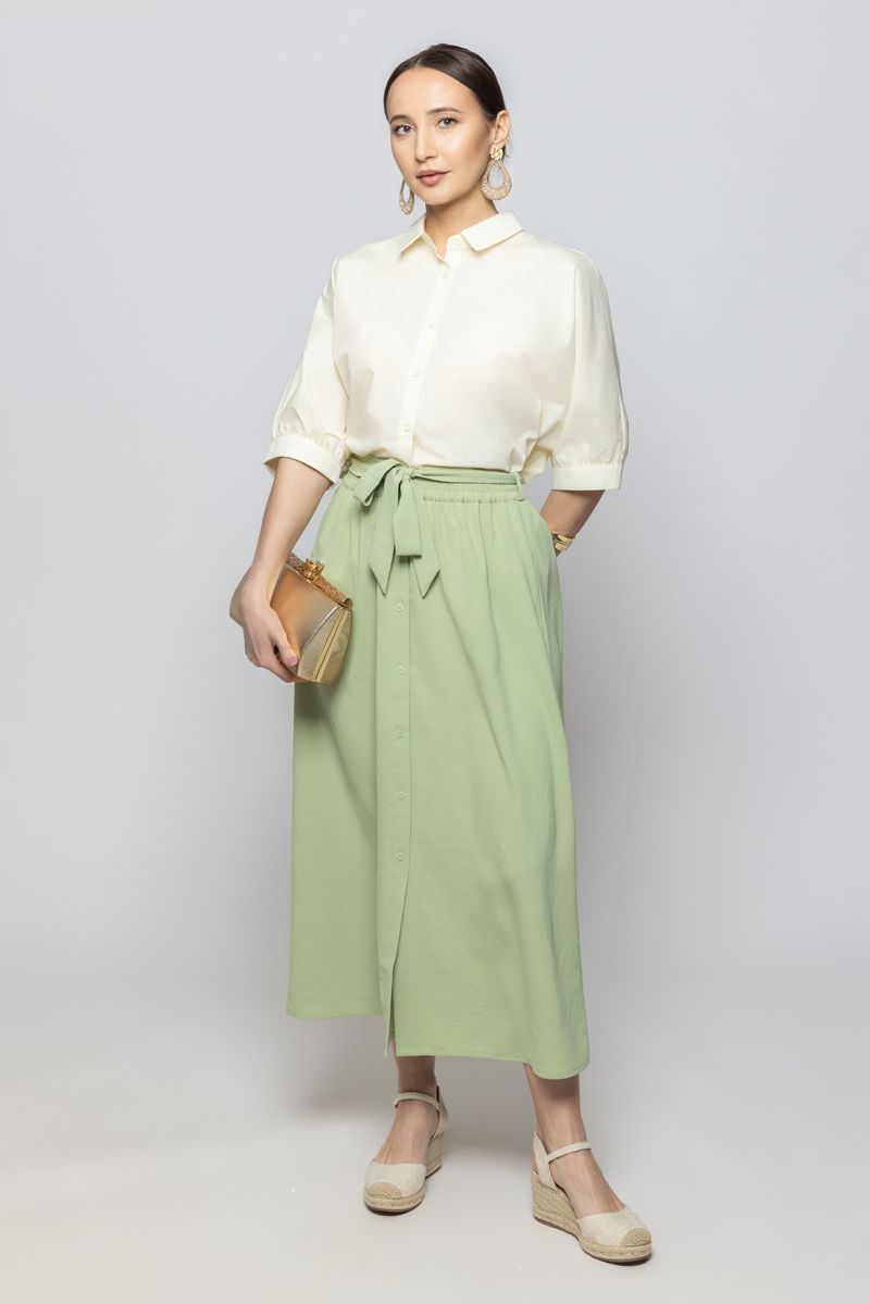 Womens Solid Color Longline Flowy Skirt