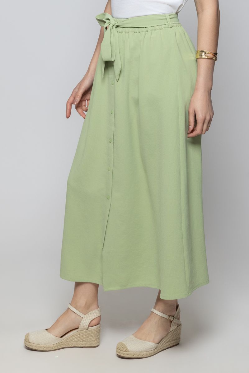 Womens Solid Color Longline Flowy Skirt