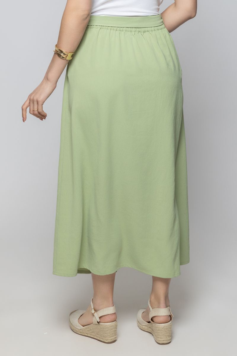 Womens Solid Color Longline Flowy Skirt