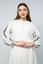 Long Sleeves Flowing Top - Detailed Embroidery for a Chic Touch