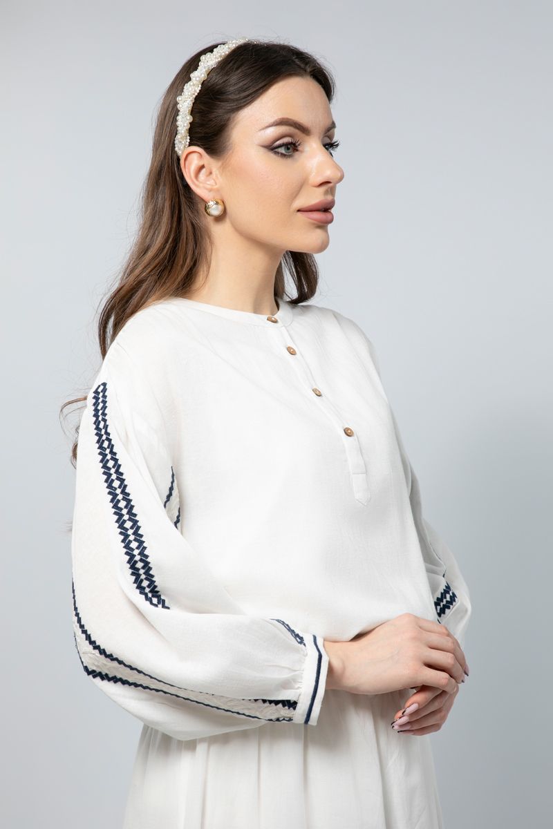 Long Sleeves Flowing Top - Detailed Embroidery for a Chic Touch