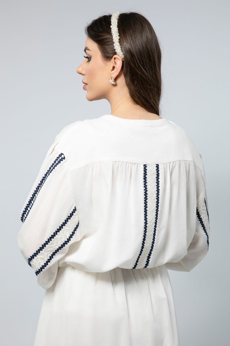 Long Sleeves Flowing Top - Detailed Embroidery for a Chic Touch