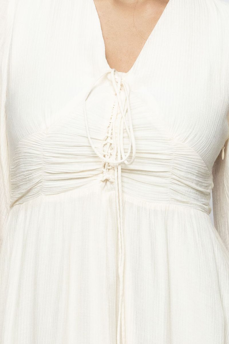 Women Long Sleeves Longline Dress with Ruffled Details