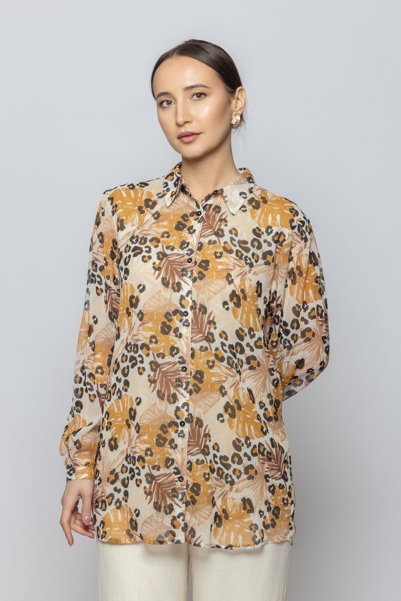 قميص نسائي بأكمام طويلة وأسلوب أنيق