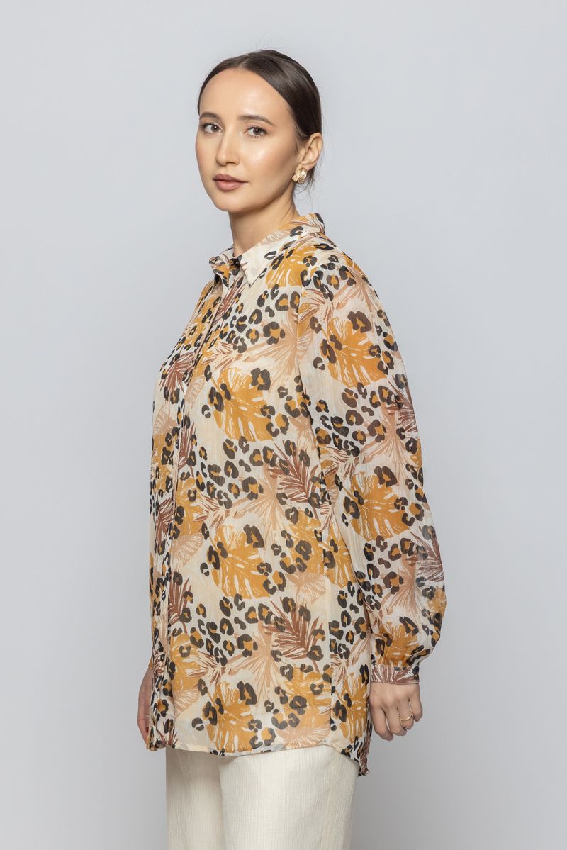 قميص نسائي بأكمام طويلة وأسلوب أنيق