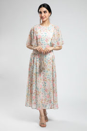 Printed Maxi Dress with Flowy Sleeves
