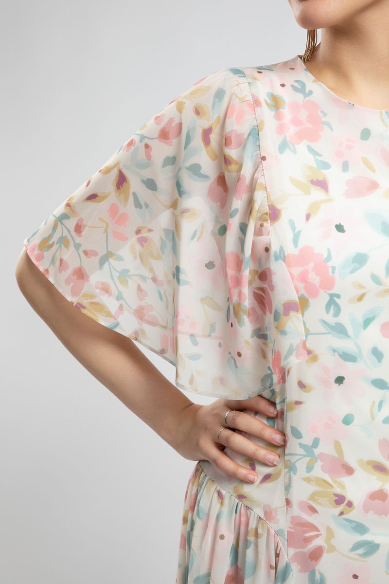 Printed Maxi Dress with Flowy Sleeves