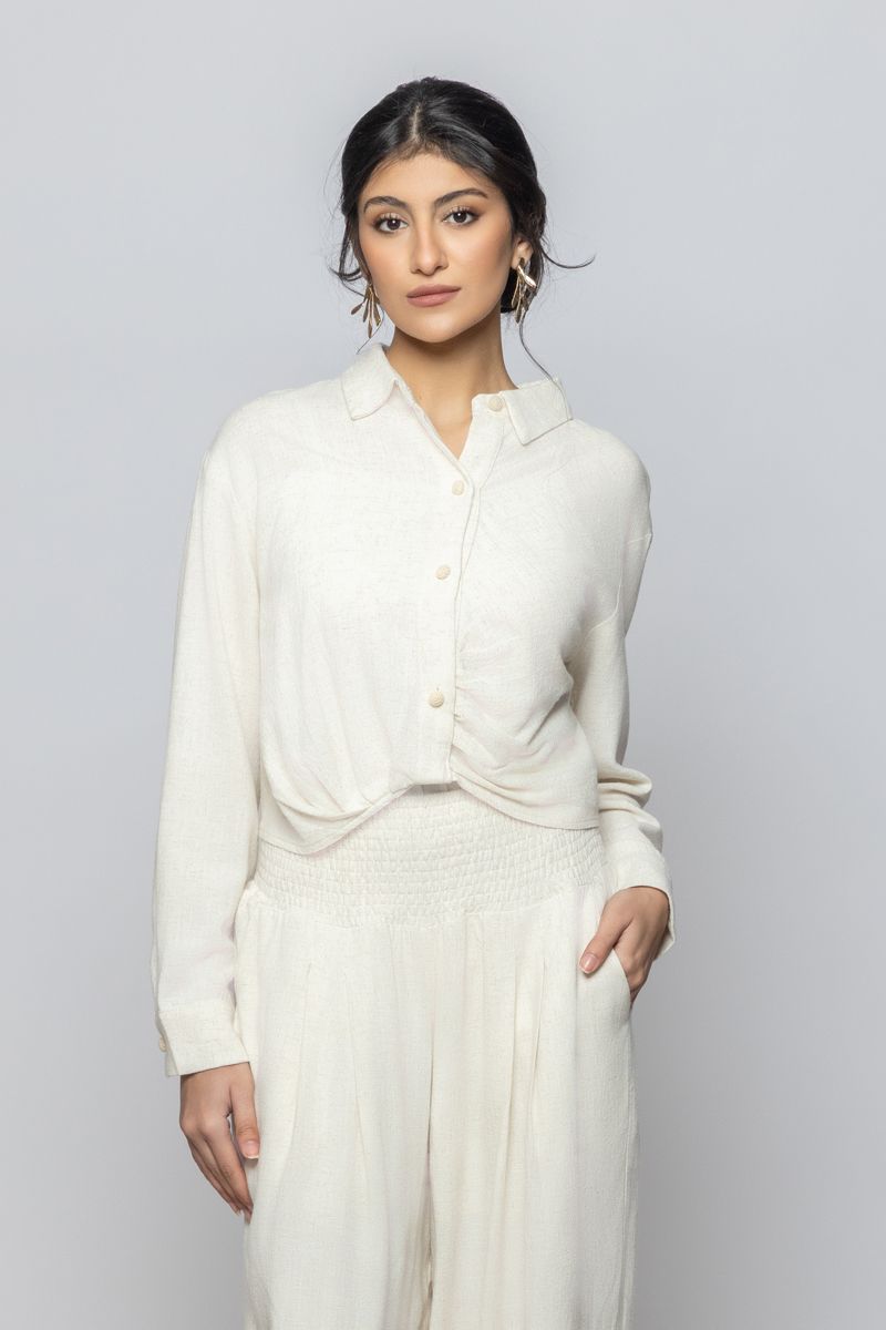 Women Cropped Long Sleeves Chic Style Shirt