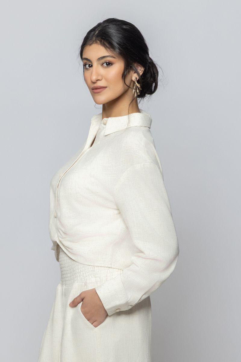 Women Cropped Long Sleeves Chic Style Shirt