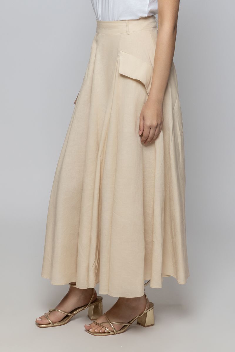 Women Flowy Solid Color Maxi Skirt