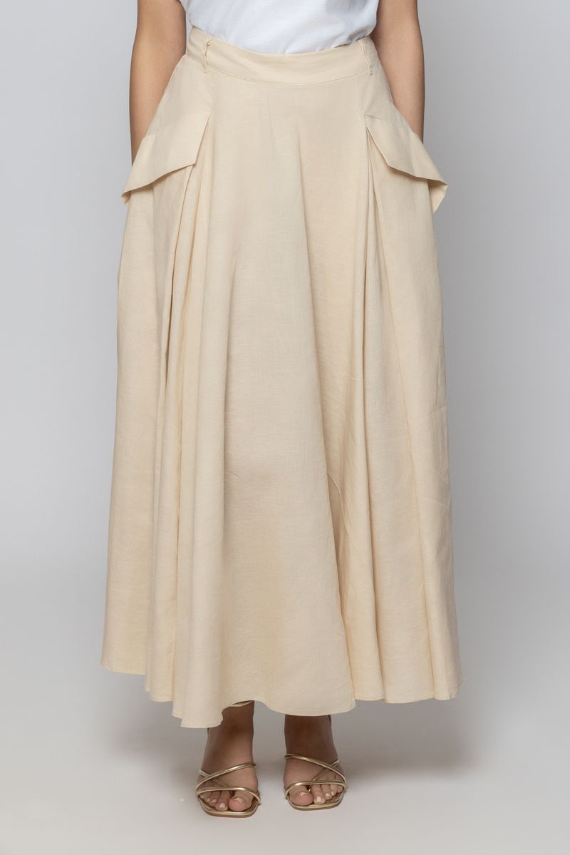 Women Flowy Solid Color Maxi Skirt