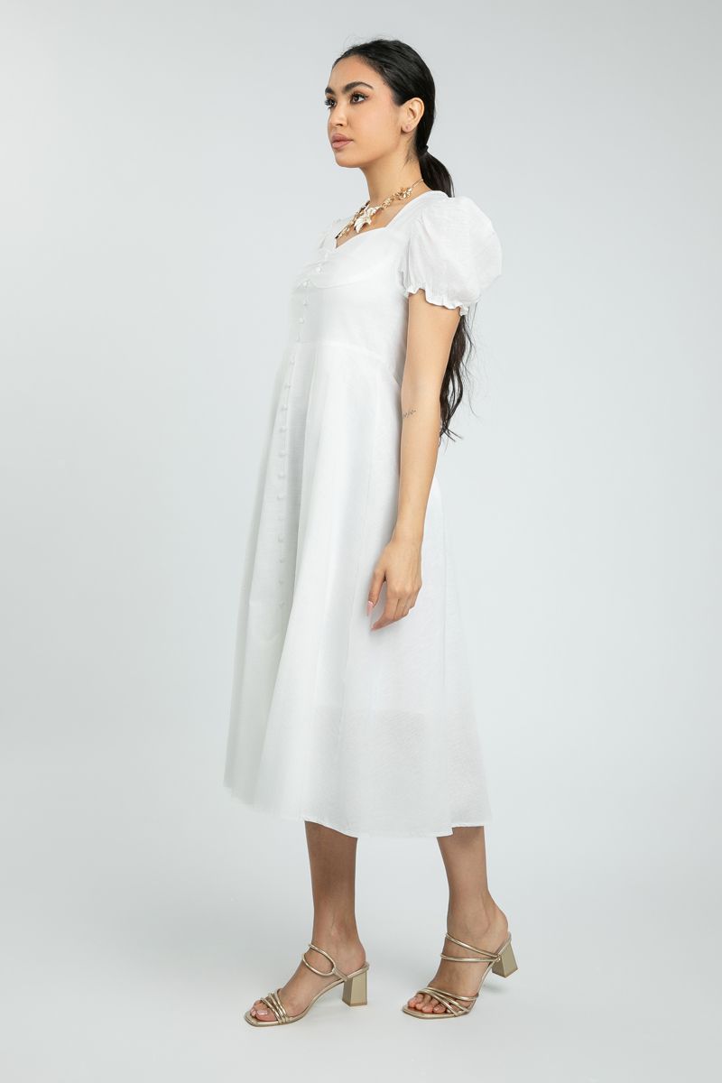 Women's Summer Midi Dress with Pumped Sleeves