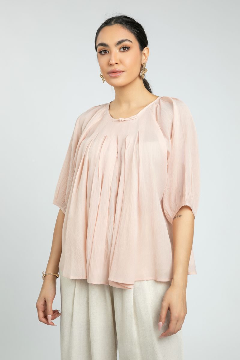 Women's Flowy Pleated Blouse