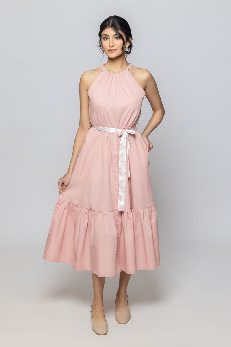 فستان ميدي صيفي نسائي بدون أكمام