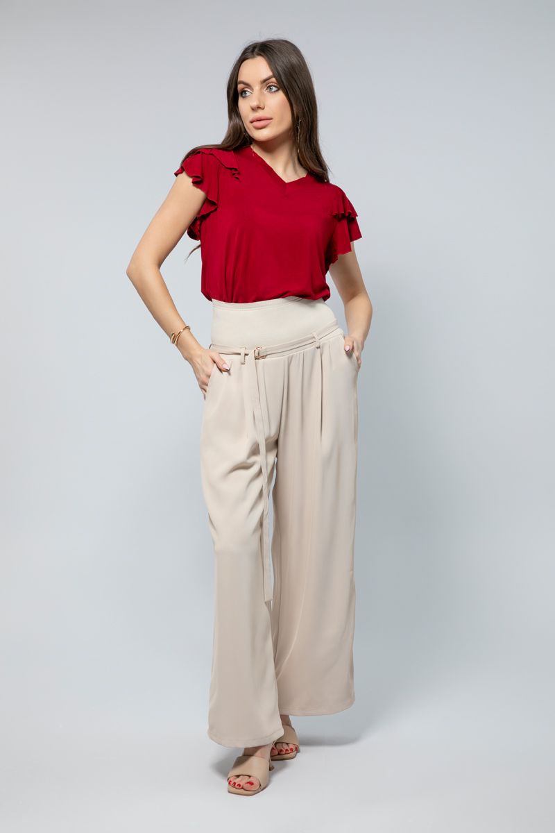 High-Waisted Flowy Pants - Effortless Style with a Tailored Twist