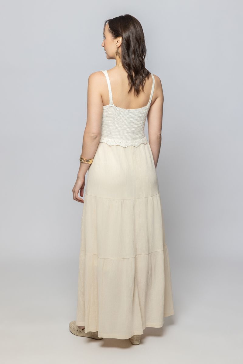 Women Sleeveless Summer Maxi Dress with Contrast Design