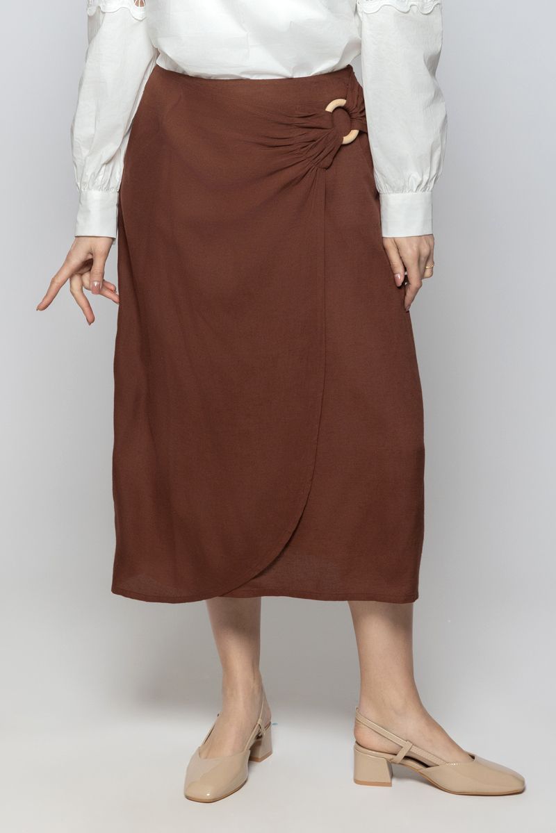 Women Solid Color Midi Skirt