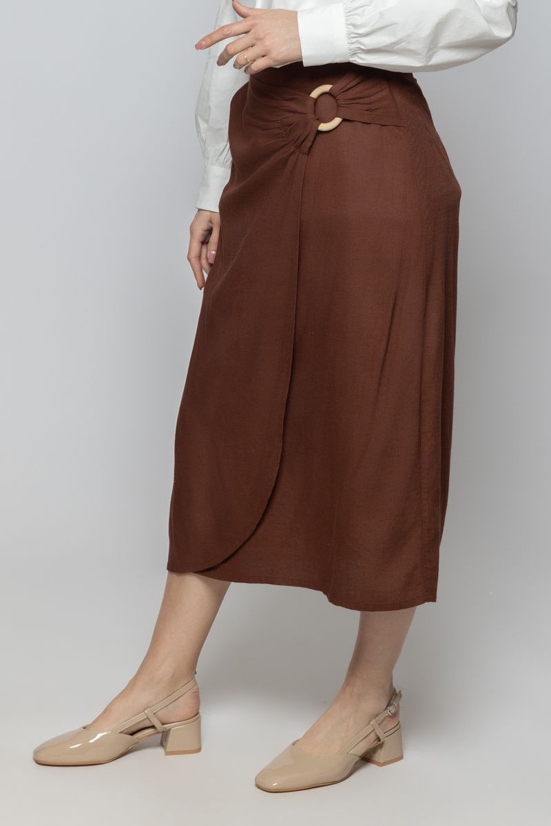 تنورة ميدي نسائية بلون موحد