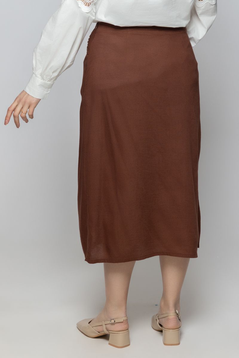 تنورة ميدي نسائية بلون موحد