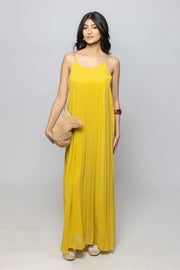 Womens Sleeveless Summer Maxi Dress in Solid Color with Plisse Fabric