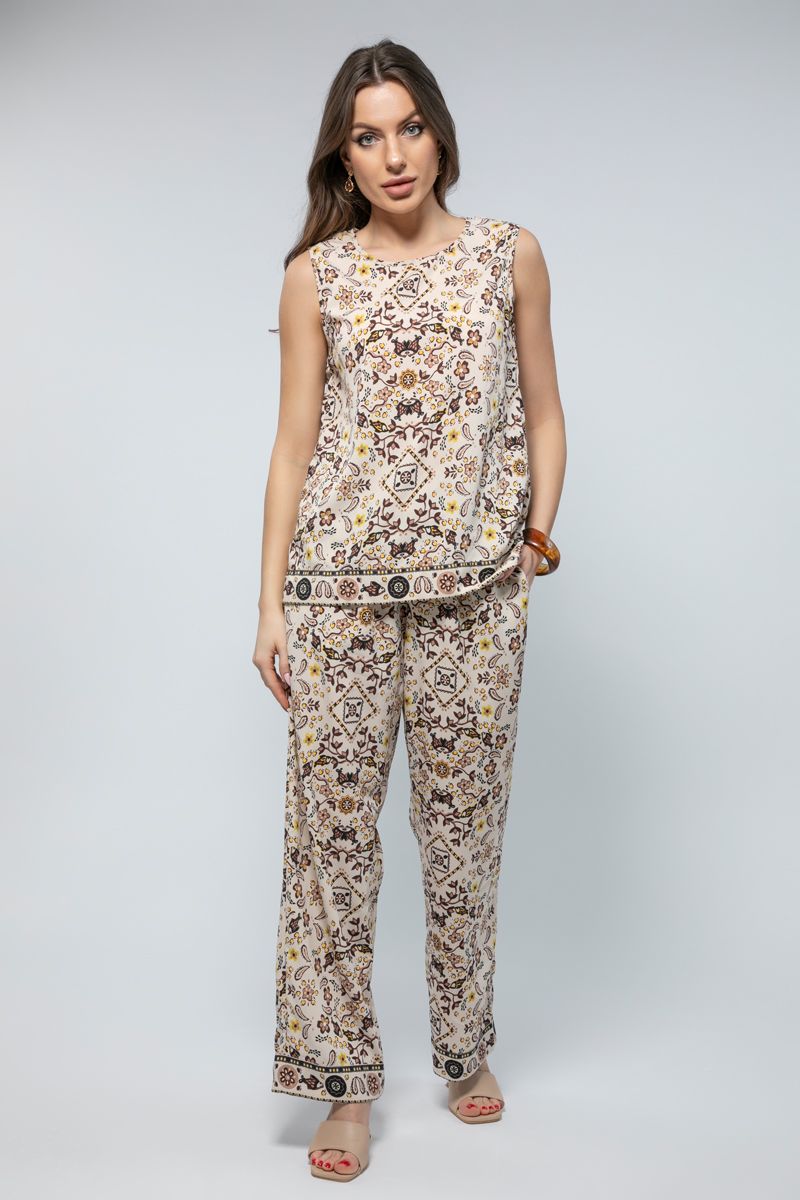 Sleeveless Top with Springfield Print - Effortless Style for Every Day