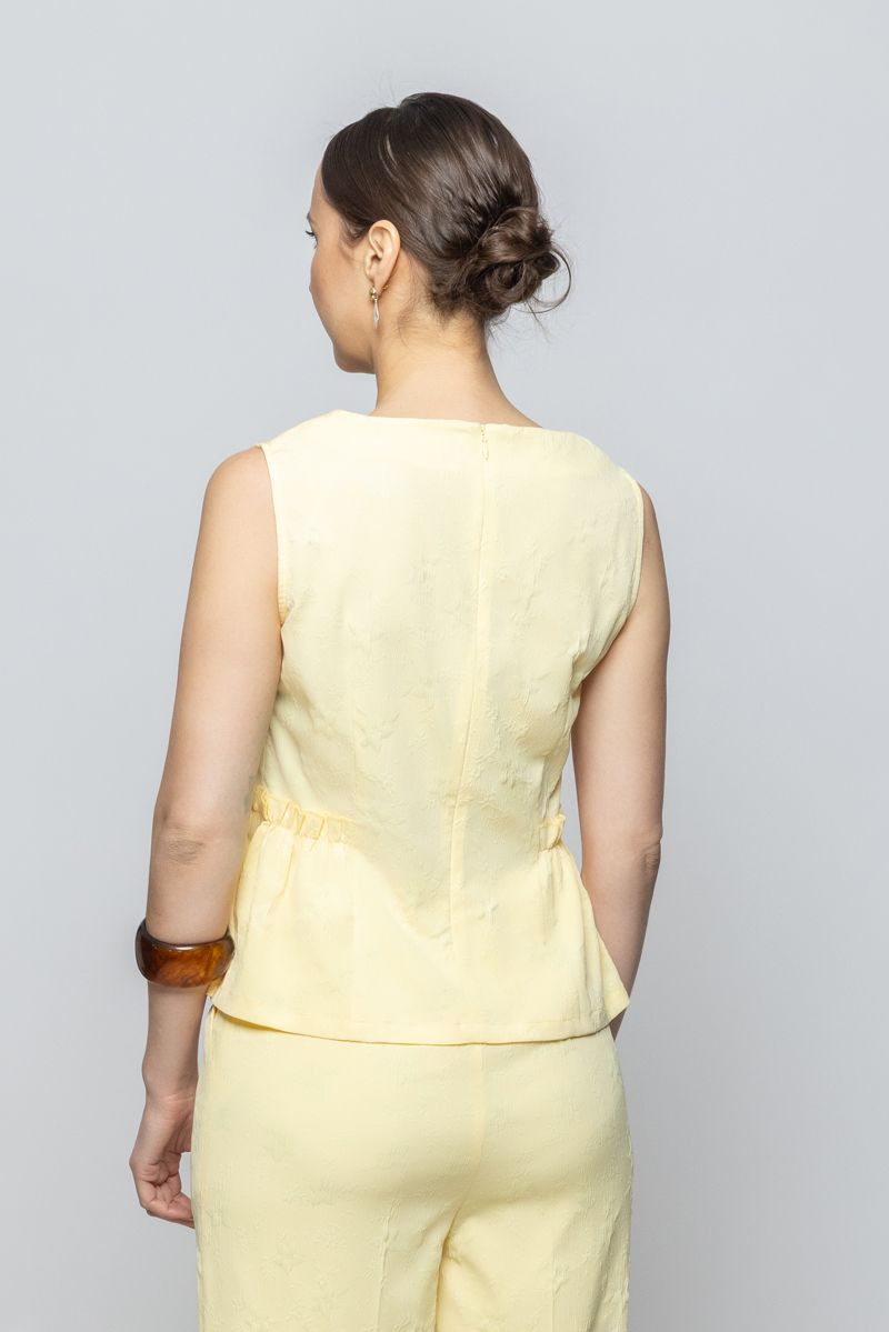 Women Sleeveless Blouse with Textured Solid Colored Fabric